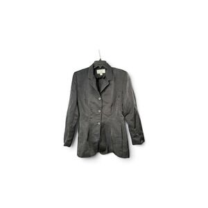 Vintage Express Black Blazer Metallic Sheen 3 Button Jacket Womens Size 5/6 USA